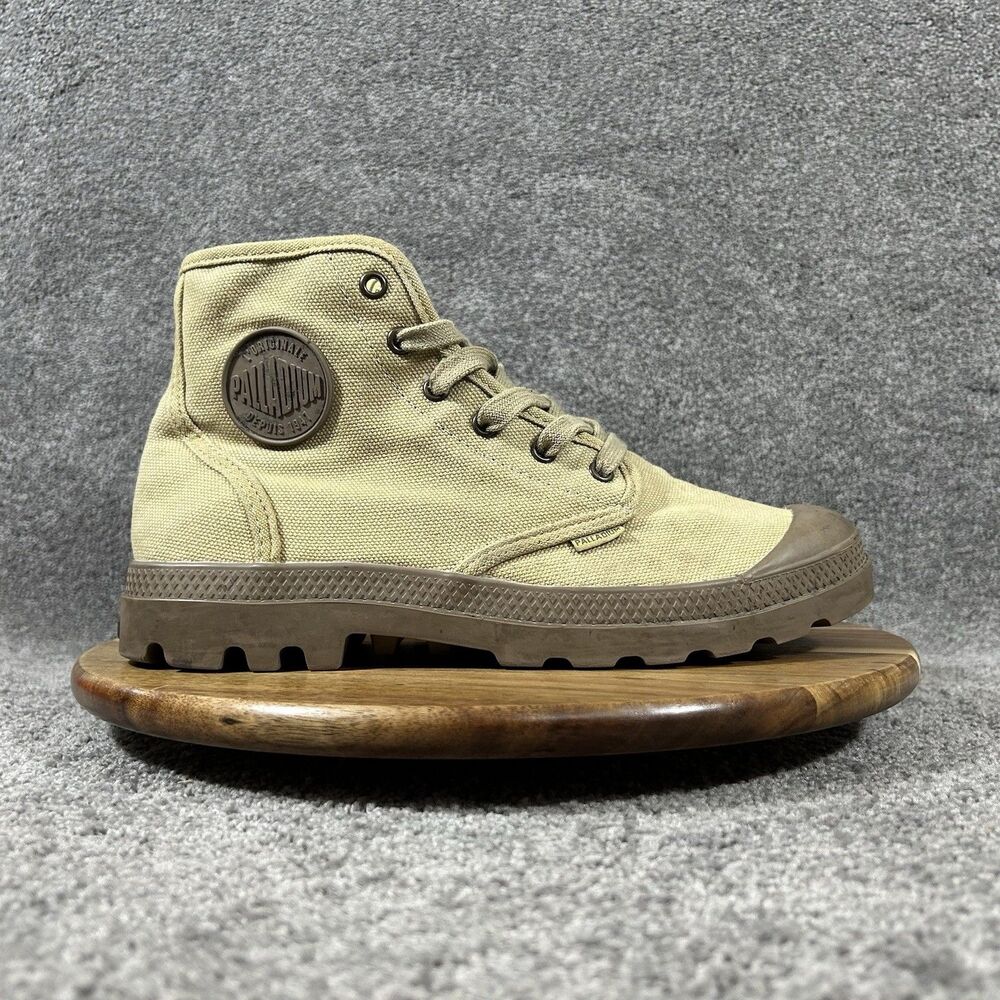 Palladium Pampa Hi Mens Size 9 Woodline Beige Canvas Rugged Ankle Boots Used